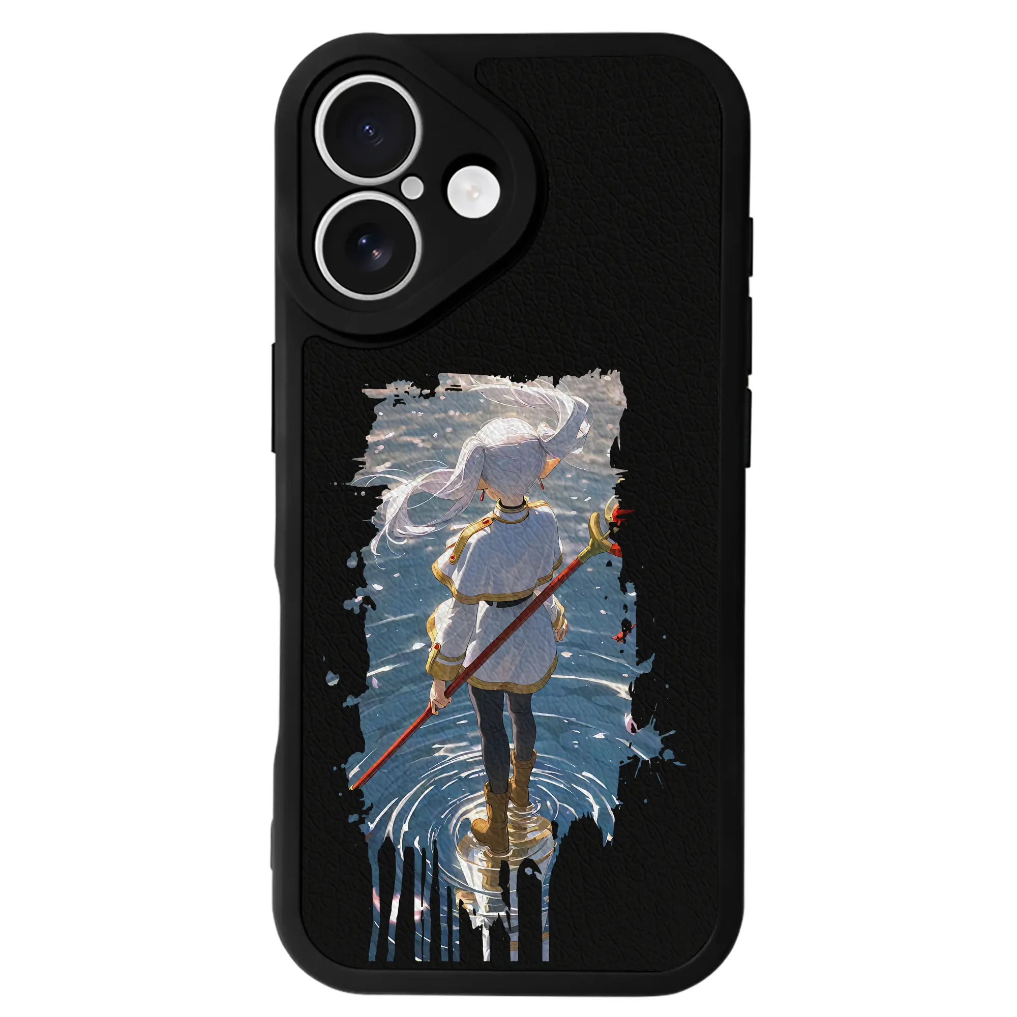 葬送のフリーレン（Frieren） グッズ,フリーレン（Frieren） - IPhone 16シリーズ対応 ・ シリコンスマホケース ・ レザー調 ・ 高精度フィット ・ 耐衝撃 ・ ワイヤレス充電対応 ・ 精密カット